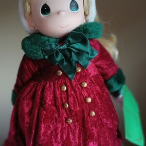 Precious Moments Doll in Red and Green Outfit